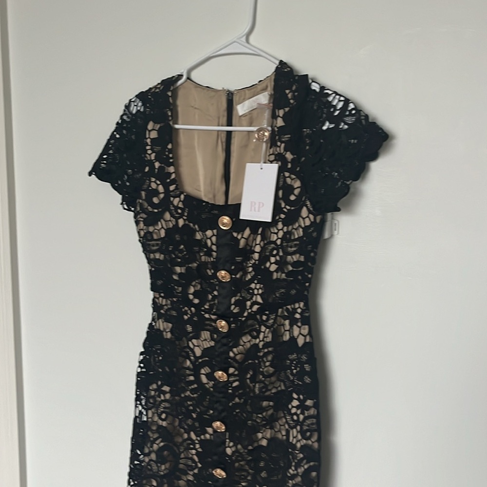 Rachel Parcell Black Lace Button Down Midi Dress, NWT - Picture 7 of 8